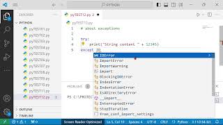 PY12: Implement Exceptions in Python programming code