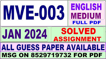 MVE 003 solved assignment 2024 / mve 003 solved assignment 2024 in English / ignou PGDPSM mve 003