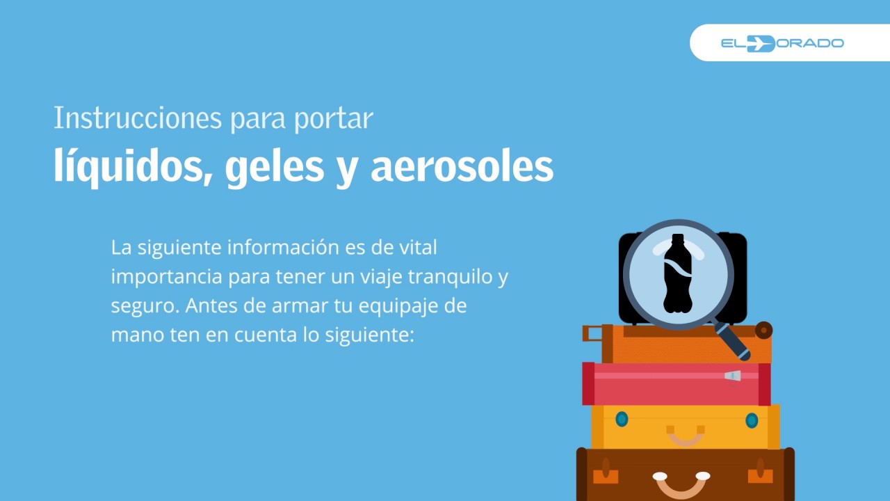Instrucciones para portar líquidos, geles y aerosoles a en un avión
