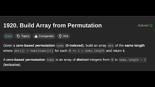 Leetcode Easy | Detailed Videos / დეტალური ვიდეოები | 7 | 1920. build-array-from-permutation