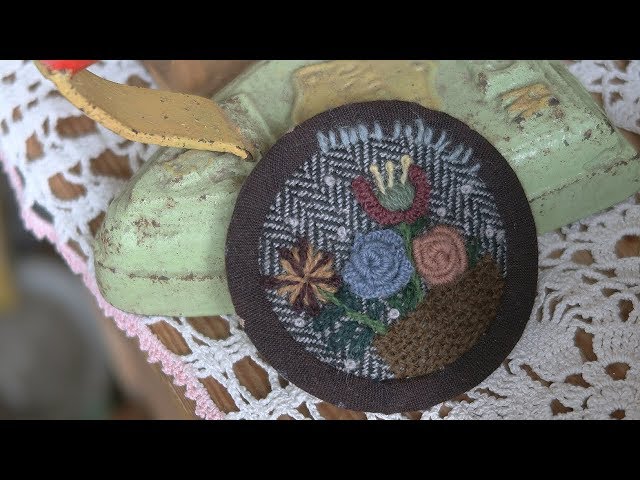 DIY 프랑스자수 브로치 만들기 (with 애플톤 울사) │ Embroidery Quilt Brooch│  How To Make Crafts Tutorial