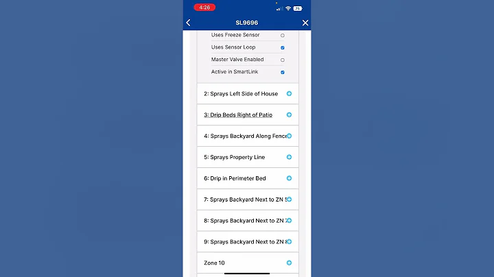 How to Disable Rain/Freeze events by zone through the SmartLink Remote Application