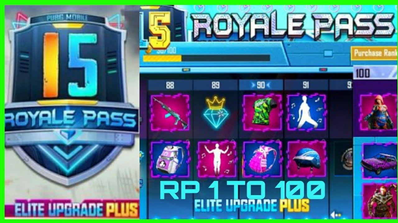 PUBG MOBILE SEASON 15  FULL ROYALE PASS REWARDS 1-100|| FREE PASS BONUS & TIER REWARDS!!