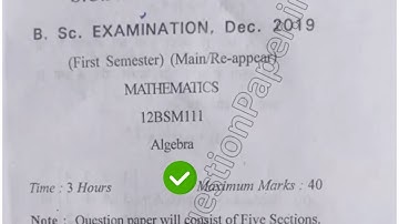 2019 CBLU BSc 1st Sem Mathematics Algebra Question Paper