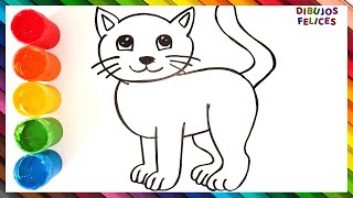 Cómo Dibujar y Colorear Un Gato de Arco Iris  Dibujos Para Niños - Learn To Draw