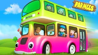 wheels on the bus kids cartoon rhymes by farmees