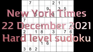 Sudoku solution – New York Times sudoku 22 December 2021 Hard level screenshot 4