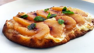Easy Peaches & Cream Flatbread Fruit Pizza | Microwave Peach Compote