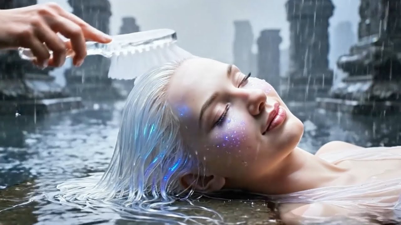 1-HOUR Ai ASMR: Glass Hair Play & Rain Sounds for Sleep | Relaxation