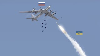 Scary moment! Russian crew of Strategic heavy bomber TU-95 trying to escape Ukrainian missiles.