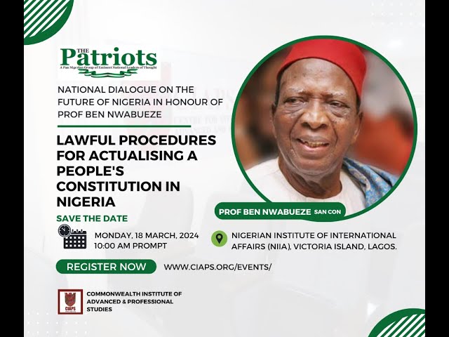 National Dialogue on the Future of Nigeria in Honour of Prof Ben Nwabueze