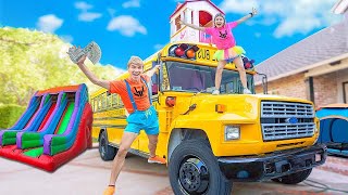 Living in a SCHOOL BUS for 24 Hours!! (will we survive?)