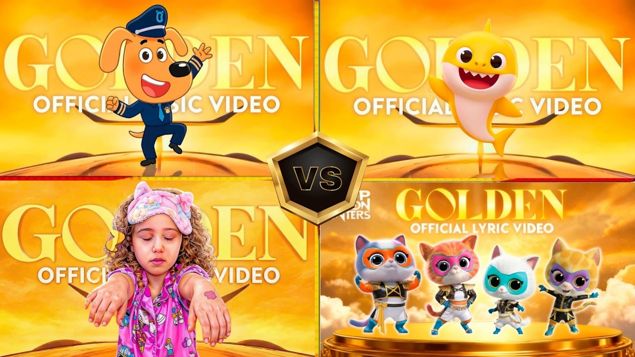 Sierra & Rhia FAM🆚 SHERIFF LABRADOR 🆚 BABYSHARK 🆚SUPERKITTIES SODA POP 😎🎶 WHO IS BEST?#golden