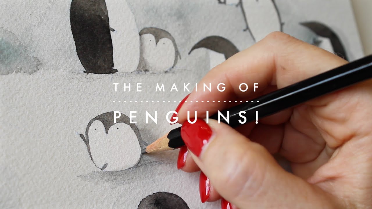 How to Watercolor x Adorable Penguins! | Picture Book Illustration