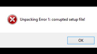 حل مشكلة unpacking error 1 corrupted setup file