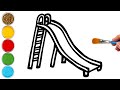 Slide playground drawing painting and coloring for kids toddlers  lets draw paint together