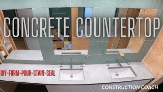 CONCRETE COUNTERTOP Double under mount sinks DIY FORM POUR STAIN SEAL