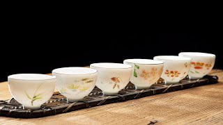 Hand Painted White Porcelain Tea Cup Set