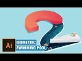 Create isometric numeric swimming pool design | illustrator tutorial