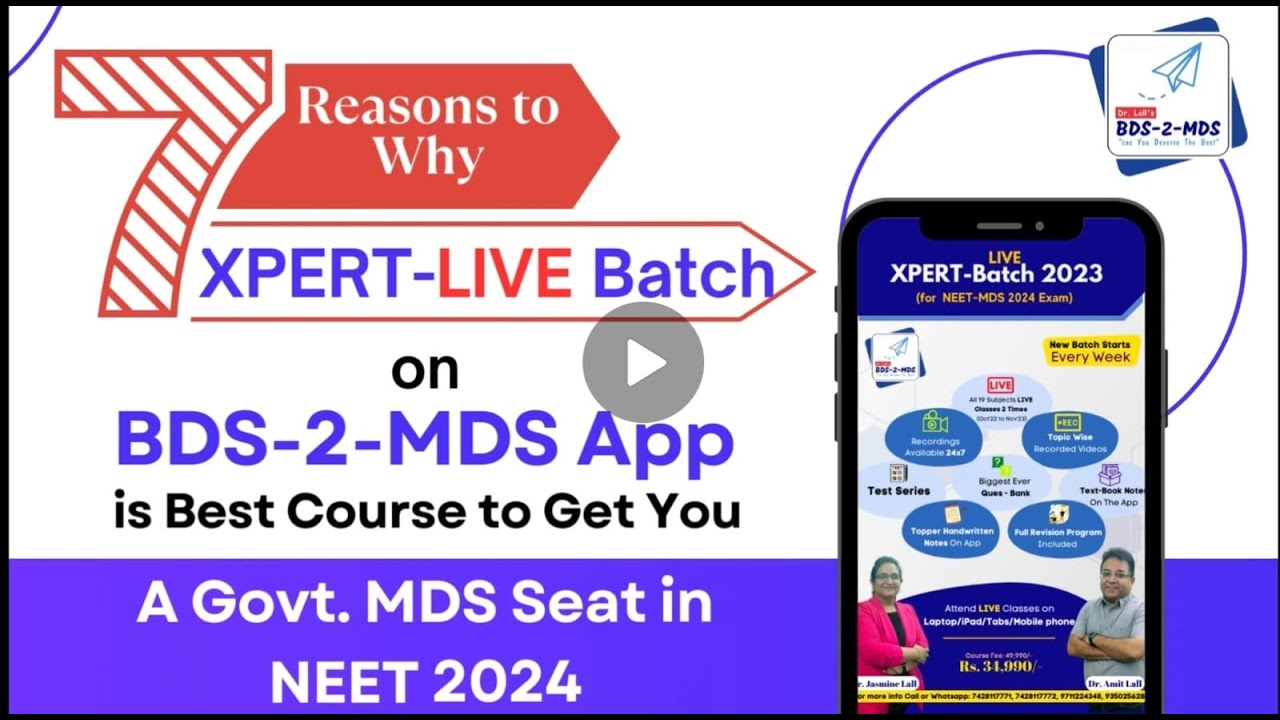 Want GOVT MDS Seat in 2024 ? New Batch starts 9th Apr'23 BDS2MDS