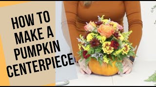 Pumpkin Centerpiece with Flowers (No Carving Needed!)