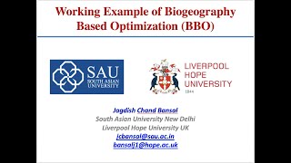 Working Example of Biogeography Based Optimization (BBO)