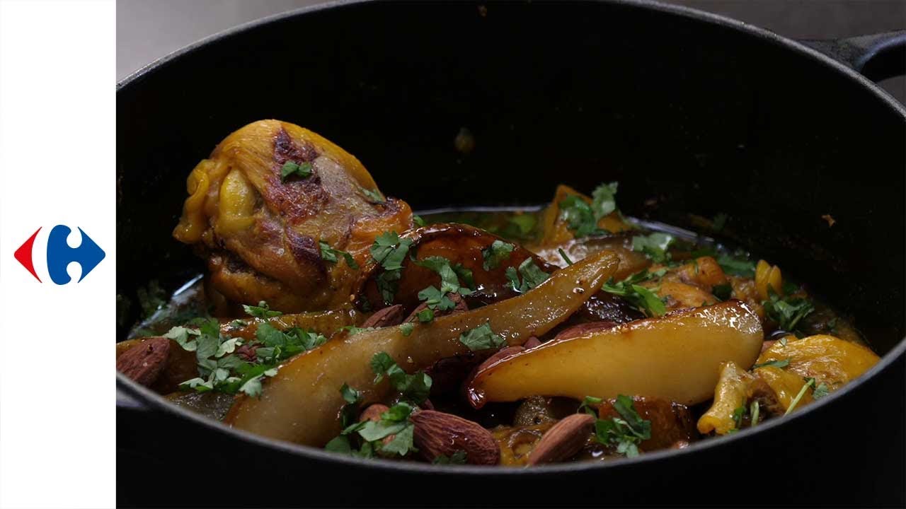 Tajine met kip, peer en amandel (Bio) YouTube