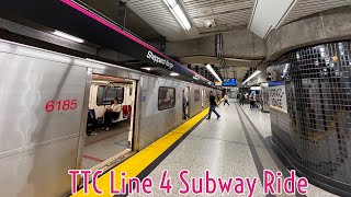 Toronto TTC Line 4 Sheppard Subway Ride 8/30/2022