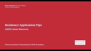 GSDM Career Resources Residency Application Tips
