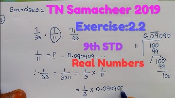 9th std TN Samacheer|Real Numbers|Exer:2.2(2,3,4)|period length|Terminating|Recuring