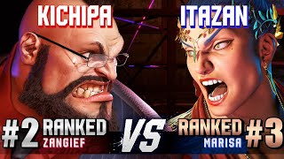 SF6 ▰ KICHIPA (#2 Ranked Zangief) vs ITAZAN (#3 Ranked Marisa) ▰ High Level Gameplay