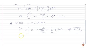 A particle starts from the origin with a velocity of 2 cm/s and moves along a straight line. I...