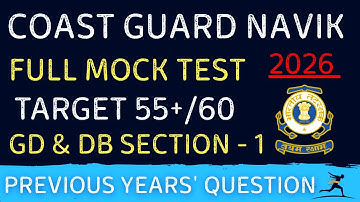 Coast Guard Navik GD DB Yantrik Full Mock Test 2026 | PYQ Based Practice | CGEPT 01/2026 & 02/2026