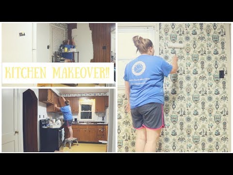 HOW TO PAINT OVER WALLPAPER!!!! ll Major Kitchen Makeover!!!!