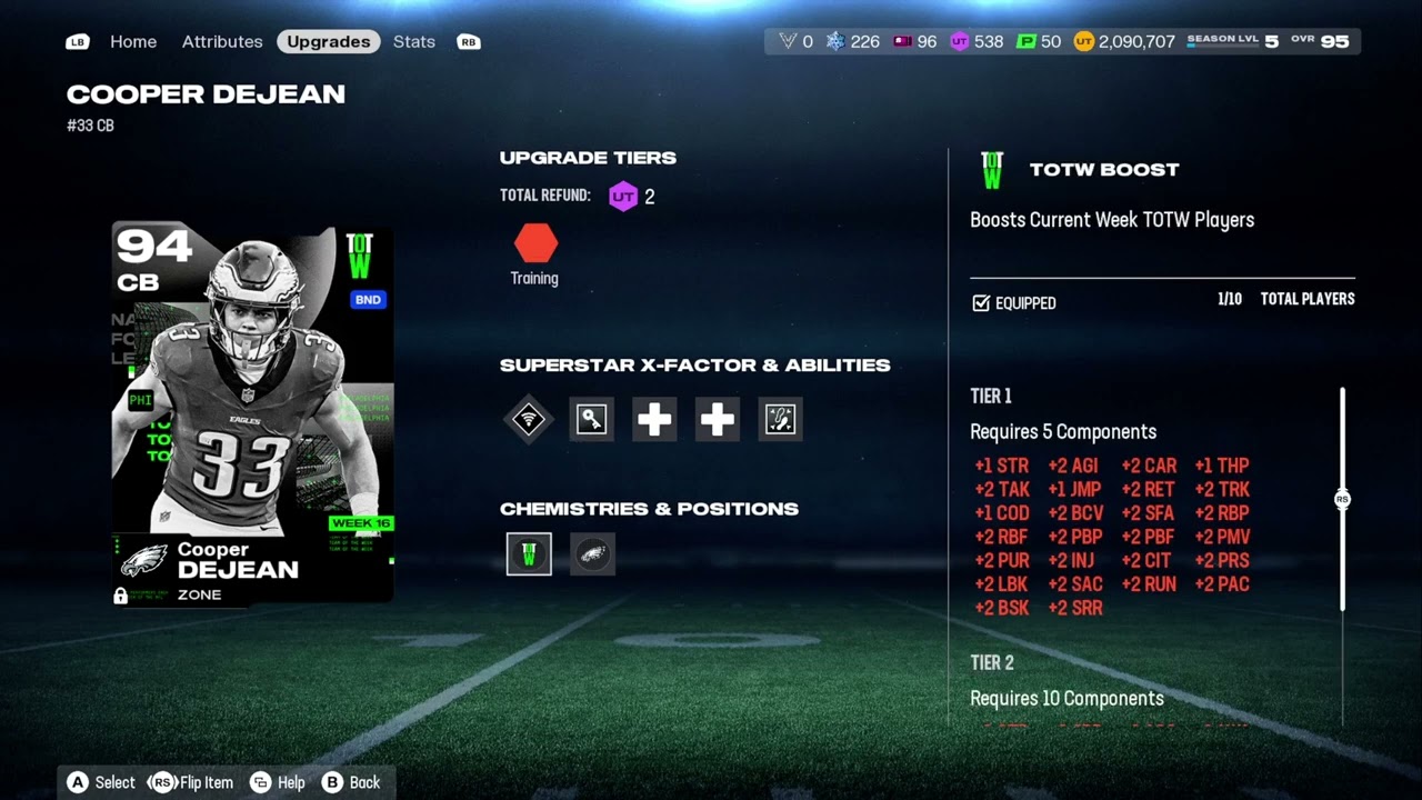 Madden 26 -Season 5 95 overall Level 6 Philadelphia Eagles Theme Team 94 overall Cooper DeJean p3