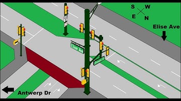 3D Traffic Signal at a 3 way Intersection Elise Ave at Antwerp Dr
