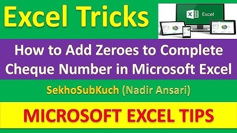 How to Add Zeroes to Complete Cheque Number in Microsoft Excel : Excel Tips  [Urdu / Hindi]