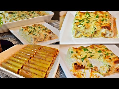 معكرونة كانيلوني باللحمه وصلصة البشاميل المميزه من الذ وأطيب انواع المعكرونه بطريقه سهله وبسيطه