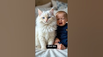 Seeing the baby crying, my cat has been comforting him wiping his tear, What a heart-warming #shorts