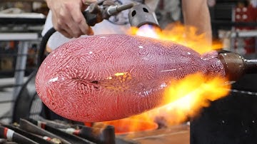 Glassblowing Process Demonstration- Every Step of Making a Murrine Vase
