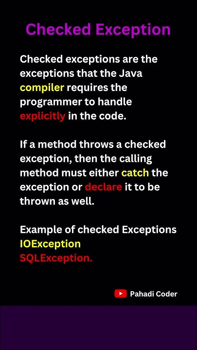 Difference Between Checked and Unchecked Exception | Java Interview ...