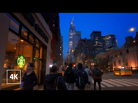 New York, Hoa Kỳ | Manhattan NYC | Đi Bộ Thành Phố Ban Đêm 4K