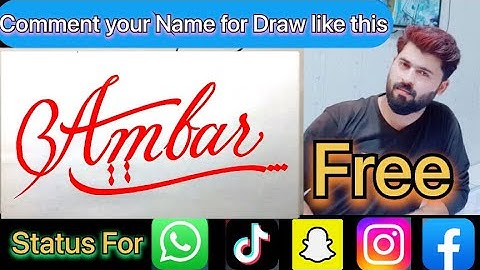 Ambar Name Signature Calligraphy Status | How to Cursive write with cut Marker #ambar