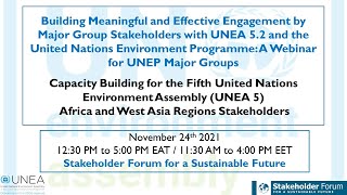 (عربي) Building Meaningful & Effective Engagement by Major Group Stakeholders w/UNEA5.2 & UNEP