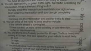 The video shows 3 completed california dmv drivers written test answer
sheets. correct is marked by an x, unless there a line that indicates
th...