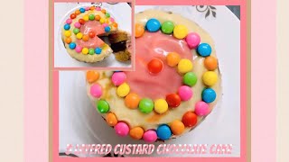 Three layered custard chocolate cake recipe