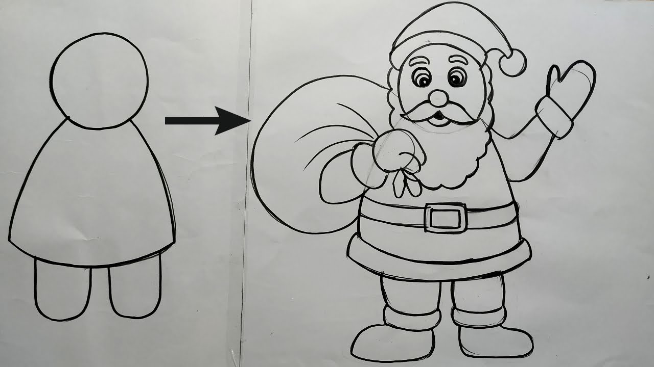 how to draw easy santa caus step by step,christmas drawing very ...