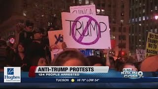 More than 100 arrested at Anti-Trump protestsacross the country