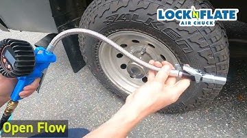 Inflating your tire with a LockNFlate Air Chuck, Open Flow version.