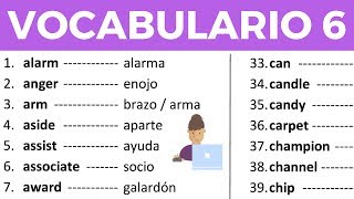 Vocabulario en inglés con pronunciación lección 6 de 8 [200 palabras en inglés y español]